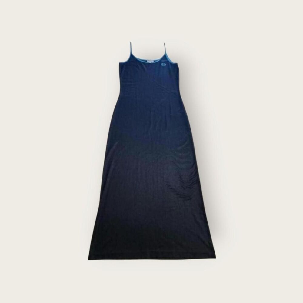 Vintage Y2k Tag Rag navy sporty spaghetti strap fitted stretchy maxi dress